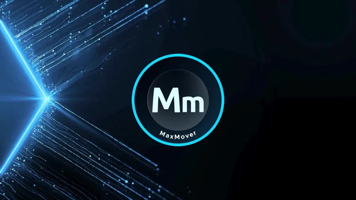 MaxMover logo over a digital data network